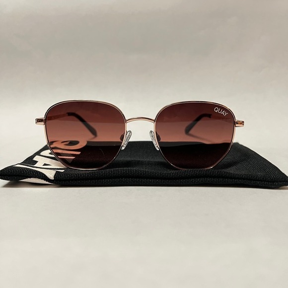 New Quay Australia Big Time Sunglasses Rose Green Brown Pink - Picture 2 of 9